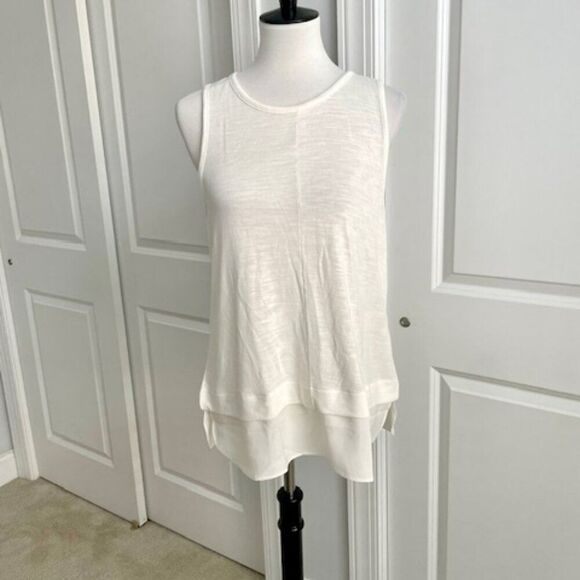 NWT J. Crew White Faux Layered Tank Top Size Large - Picture 1 of 4